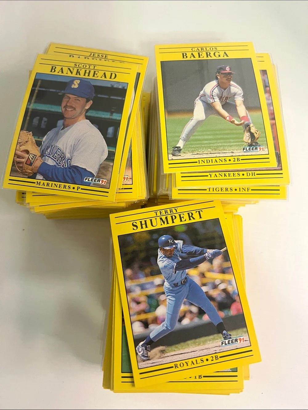 Vintage Fleer 1991 Baseball Card Lot - Yellow Border (300+)